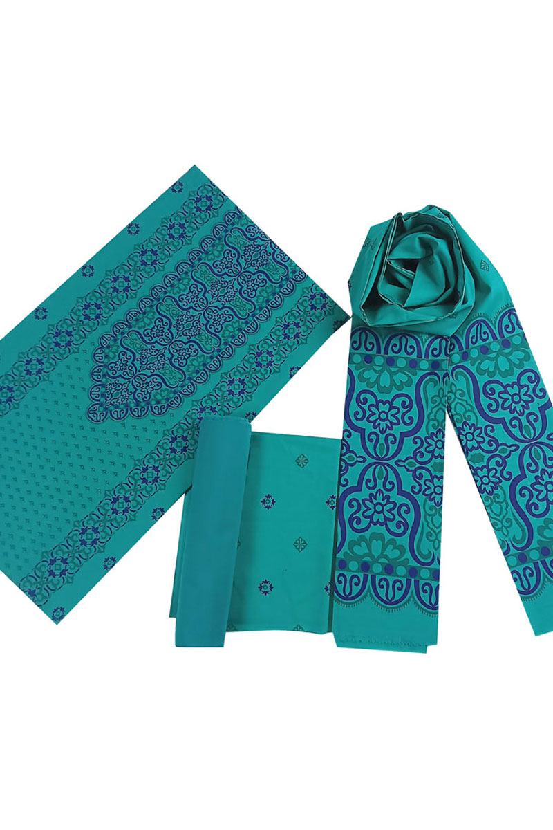 Teal Green Voile Printed Salwar Kameez Set